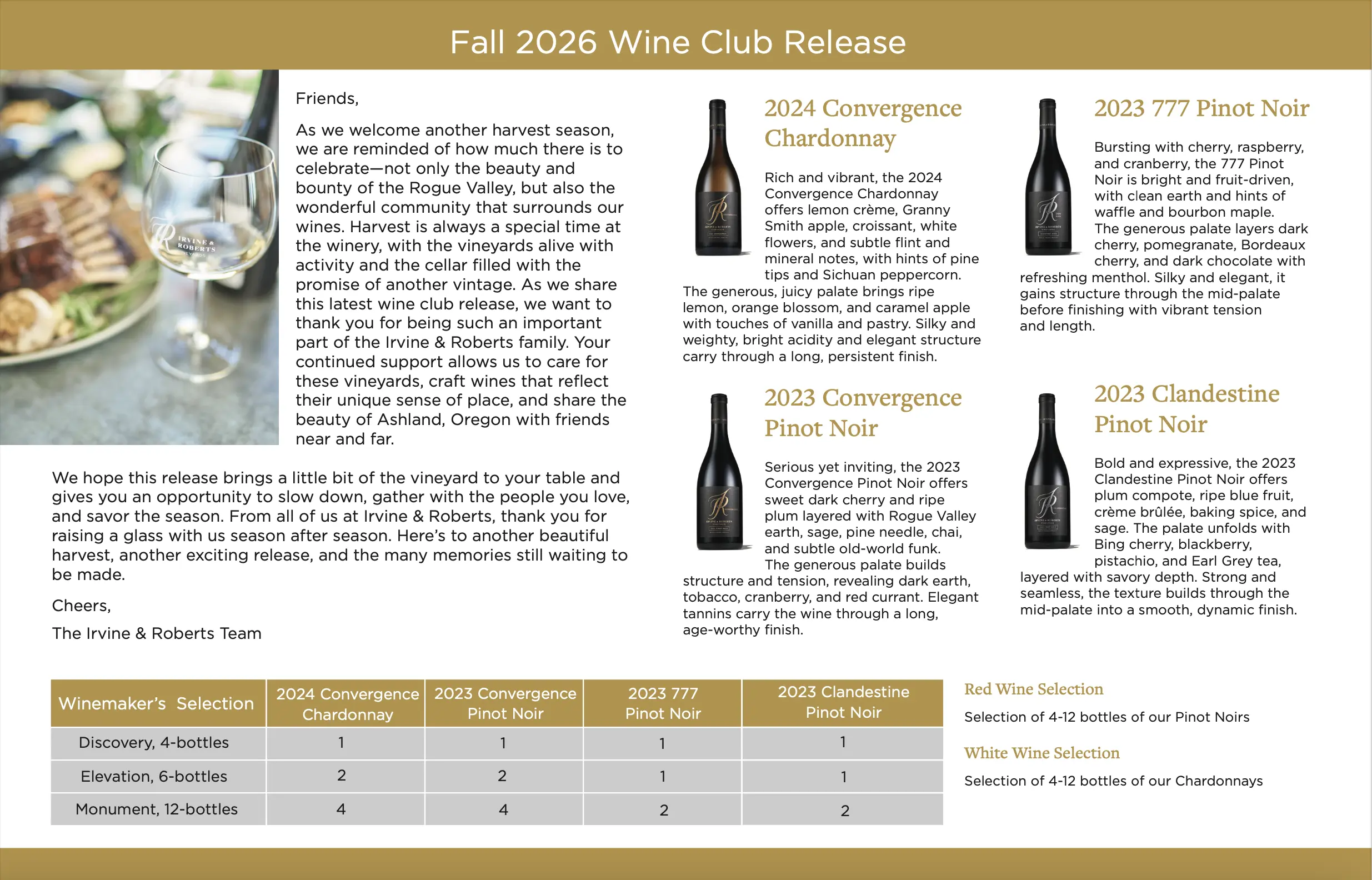 Fall 2026 Wine Club Release Flyer